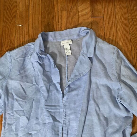 Soft Surroundings Longline Open Front Linen Blend Cardigan Blue size M - Picture 8 of 8